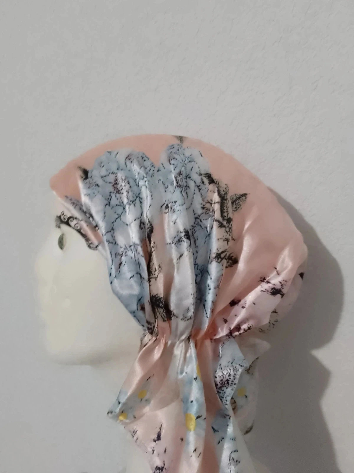 Turban fichu satiné camaïeu de rose